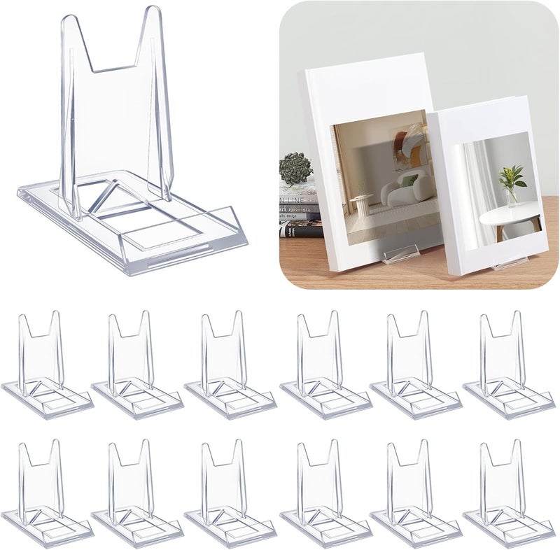 BoundlesEcho 12 Pack Clear Acrylic Desktop Adjustable Display Stand & Book Holder for Phone Magazine Picture Comic Album CD Postcard Artwork Plate Clutch Bag - Home Office back to School - Image 1